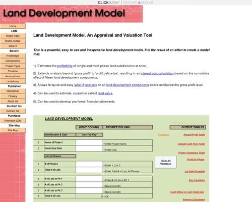 Land Development Model, An Appraisal and Valuation Tool
