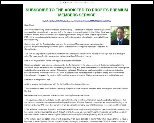 Dave Skarica's Addicted to Profits Premium Members Subscription