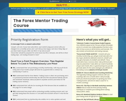The Forex Mentor - one on one coaching application