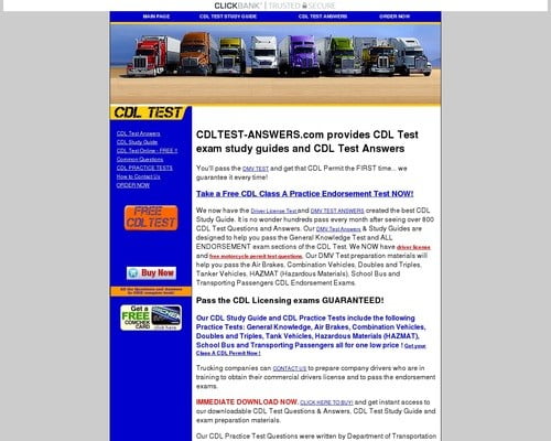 CDL TEST ANSWERS - Driver License Test questions and answers | HAZMAT ENDORSEMENT - CDL PRACTICE TEST - STUDY GUIDE FOR CDL TEST - CLASS A CLASS B PERMIT TEST