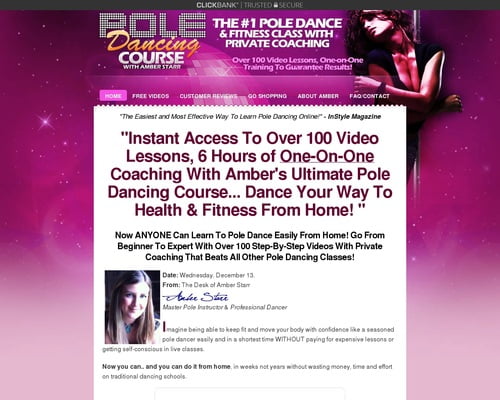 Home Pole Dancing Classes - 6 Hours of 100 Pole Dancing Videos Lessons With One-on-One Coaching