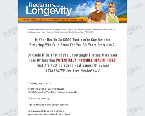 Reclaim Your Longevity: 8 Simple Steps To Dial In 20 More Years Of Peak Performance Living