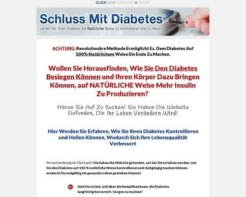 Schluss Mit Diabetes. Diabetes Treatment - German Version.