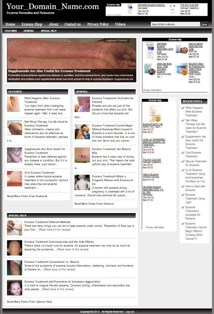 ECZEMA SHOP and BLOG WEBSITE BUSINESS FOR SALE! w/ TARGETED SEO CONTENT