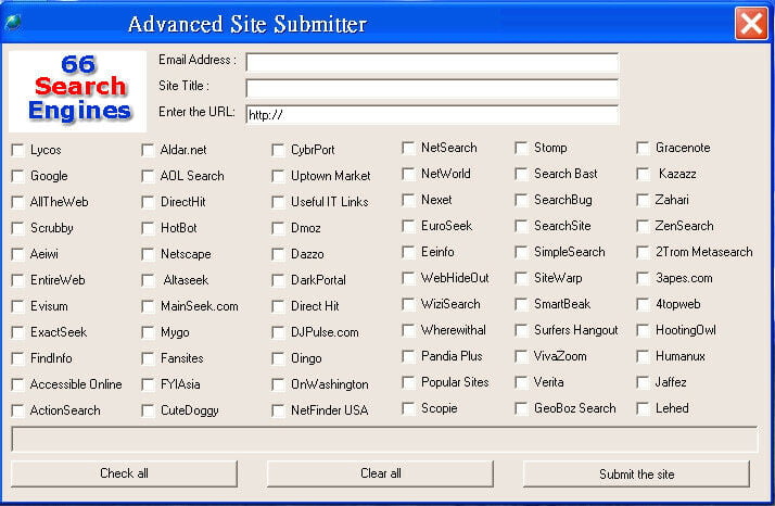 Advanced Submit Your Website To 66 Of The Top Search Engines With One Click