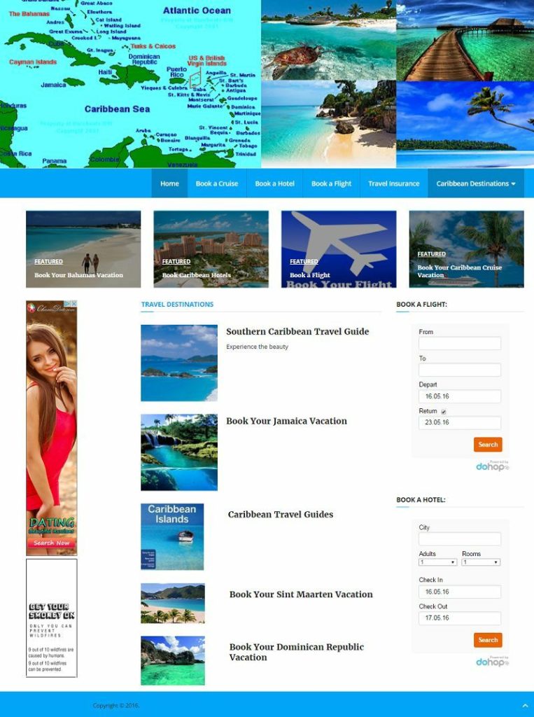 CARIBBEAN TRAVEL WEBSITE FOR SALE! OFFERING HOTELS/FLIGHTS/CRUISES/ATTRACTIONS