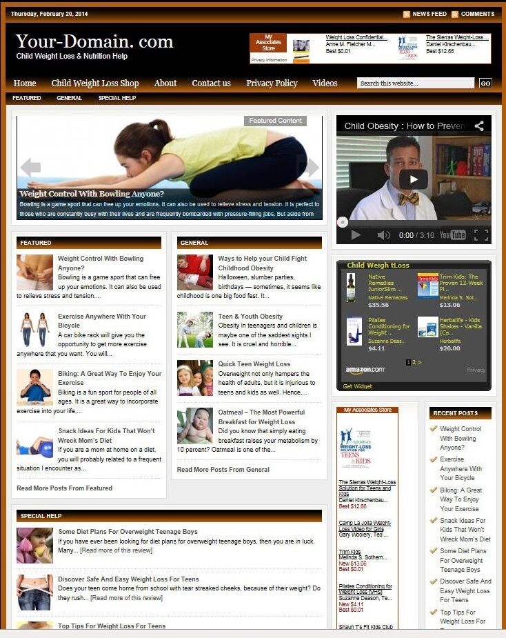 CHILDREN HEALTHY EATING & WEIGHT LOSS BLOG WEBSITE BUSINESS FOR SALE!