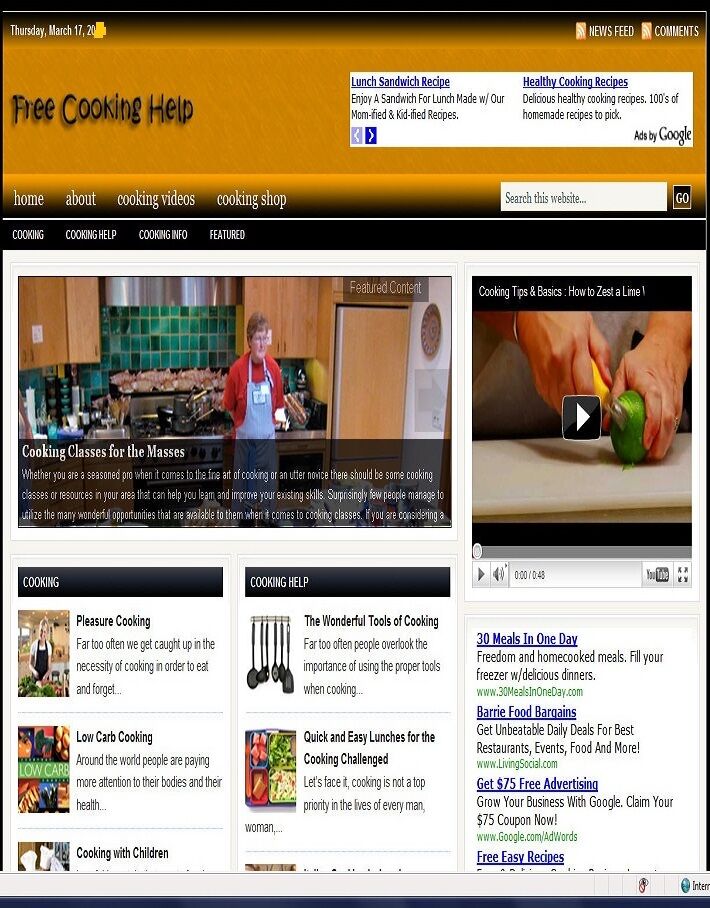 COOKING HELP ARTICLES, VIDEOS, BLOG, SHOP WEBSITE BUSINESS and DOMAIN FOR SALE