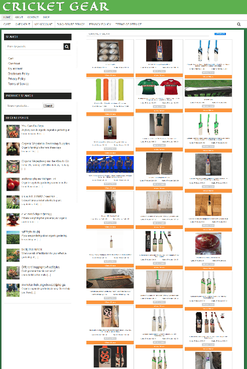 CRICKET GEAR WEBSITE BUSINESS WITH ONE YEARS HOSTING - FULLY STOCKED