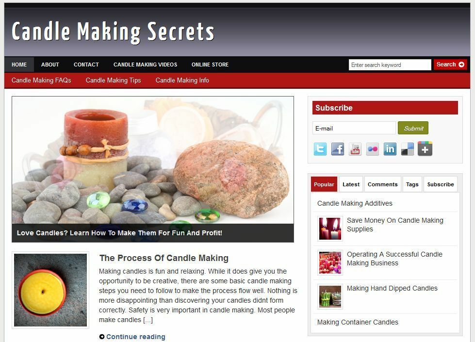 Candle Making  Affiliate Website Total  Profits  Free Hosting + Installation