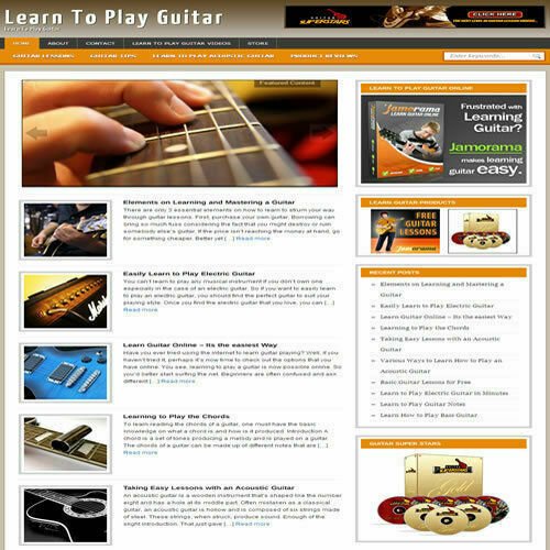 Established 'LEARN GUITAR' Affiliate Website Turnkey Business (FREE HOSTING)