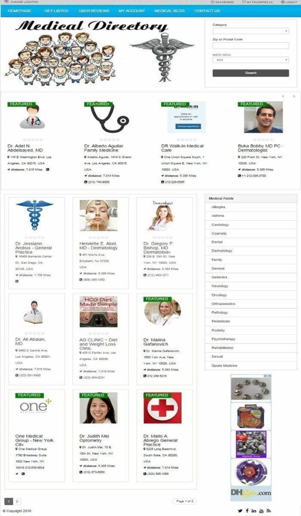 FULLY AUTOMATED 'DOCTORS & MEDICAL SERVICES' BUSINESS DIRECTORY WEBSITE FOR SALE