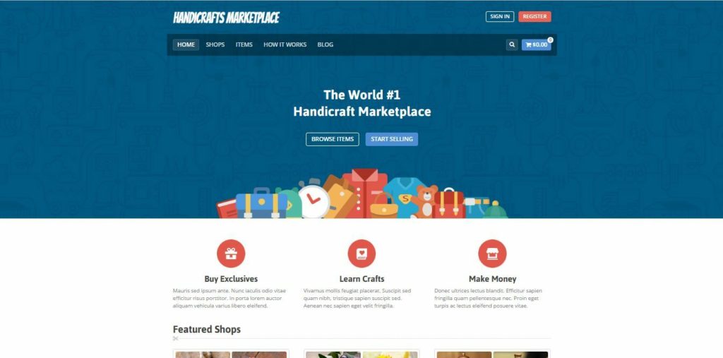 Killer HandiCraft Marketplace with Premium Domain (handicraftsmarketplace.com)