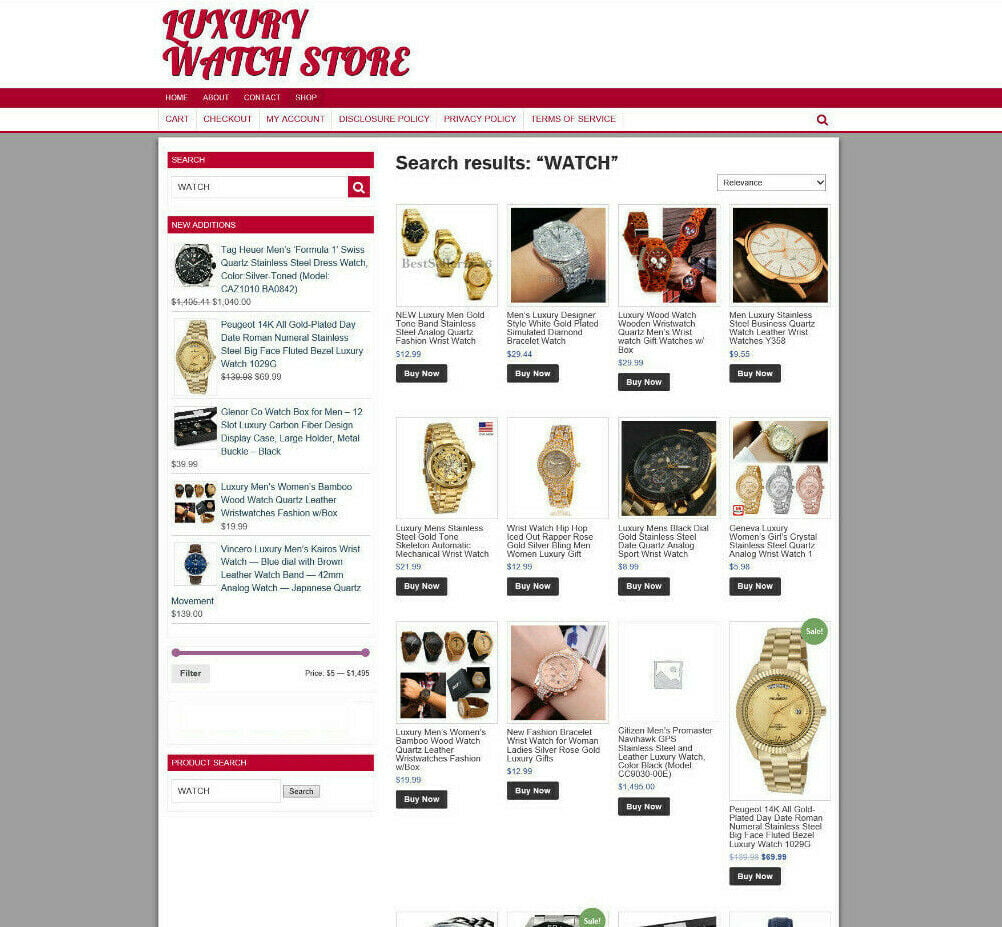 LUXURY WATCHES WEBSITE WITH 1 YEARS HOSTING & FREE DOMAIN - ECOMMERCE