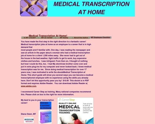 Medical Transcription Ebook, Medical Transcription at Home.   Free information.