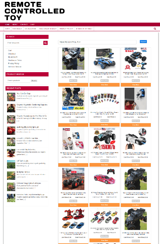 REMOTE CONTROL TOYS WEBSITE ECOMMERCE BUSINESS + 1 YEARS HOSTING + DOMAIN