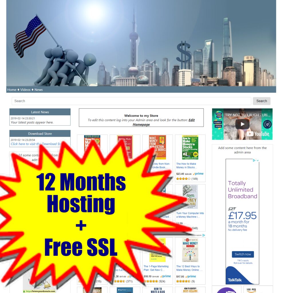 Ready Made Amazon Affiliate Automated Business Store Any Niche Hosting Free SSL