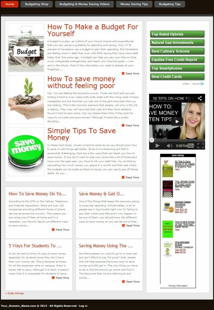 SAVING MONEY WEBSITE FOR SALE! SEARCH ENGINE FRIENDLY CONTENT INCLUDED