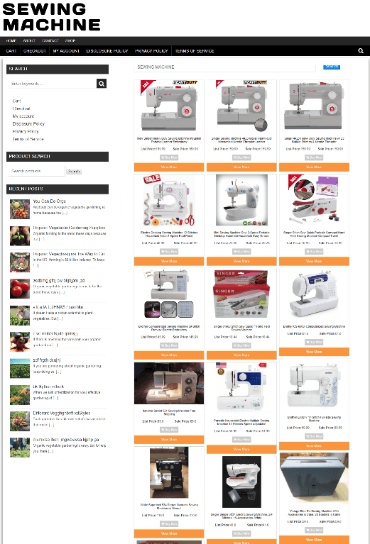 SEWING MACHINE ECOMMERCE WEBSITE BUSINESS WITH DOMAIN & 1 YEARS HOSTING