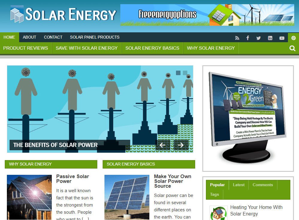 Solar Energy Niche Blog  website Affiliate Income Free Hosting / Setup