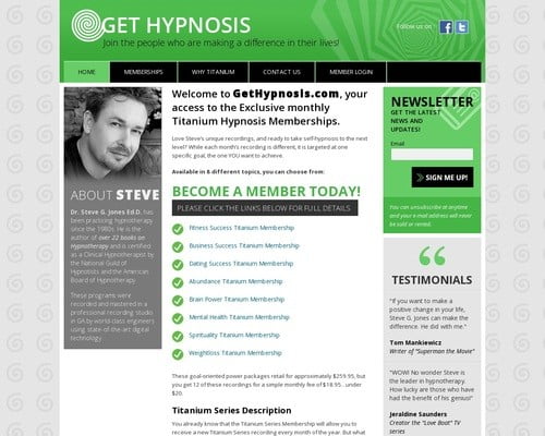 Titanium Hypnosis Memberships By Steve G. Jones