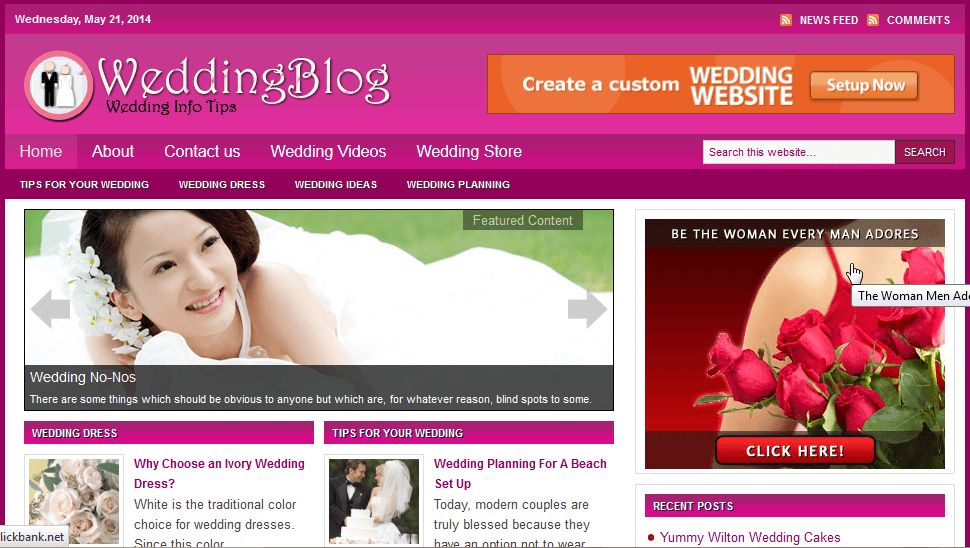 Wedding Info Tips Niche website Affiliate  Money  Free Hosting + Installation
