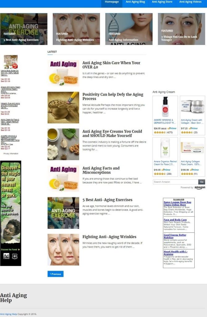 ANTI AGING SHOP and BLOG WEBSITE BUSINESS FOR SALE! MOBILE FRIENDLY DESIGN