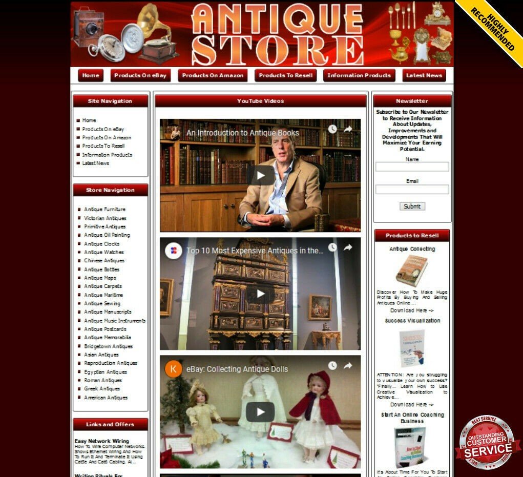 ANTIQUE STORE BUSINESS WEBSITE FOR SALE