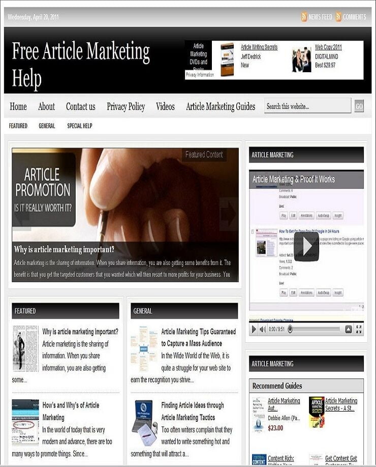 ARTICLE MARKETING BLOG WEBSITE BUSINESS FOR SALE! TARGETED SEO CONTENT INCLUDED