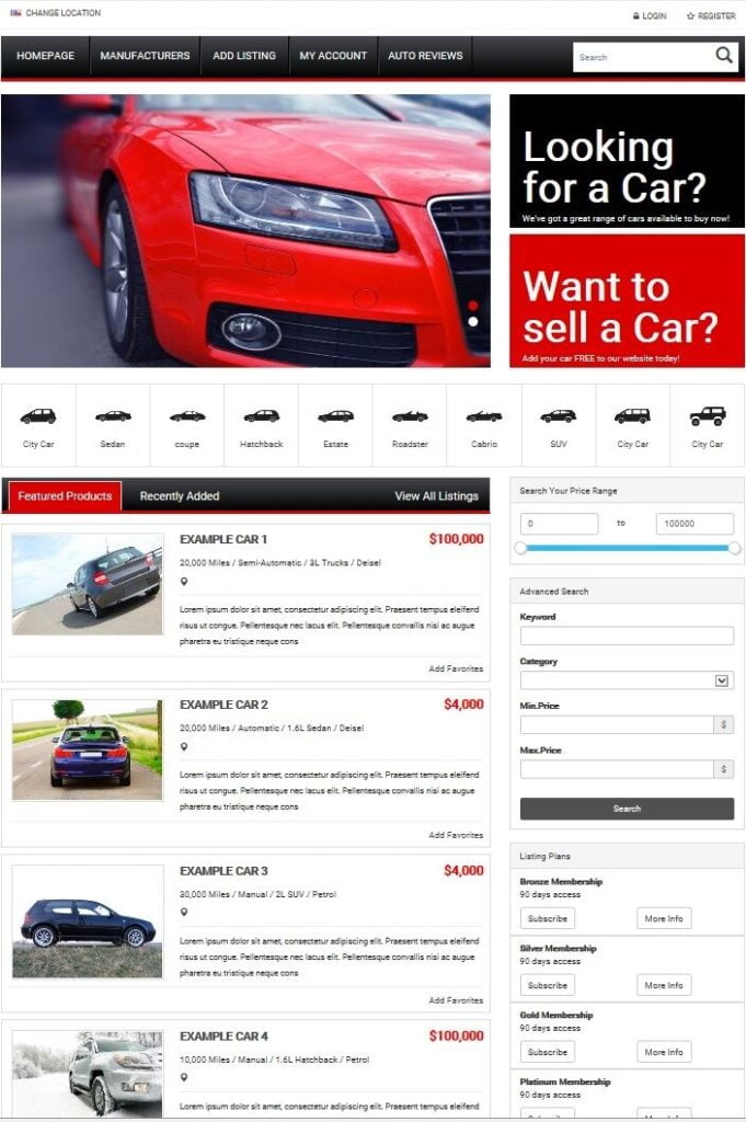 AUTOMOBILE BUY and SELL ADS WEBSITE FOR SALE! RESPONSIVE MOBILE FRIENDLY DESIGN