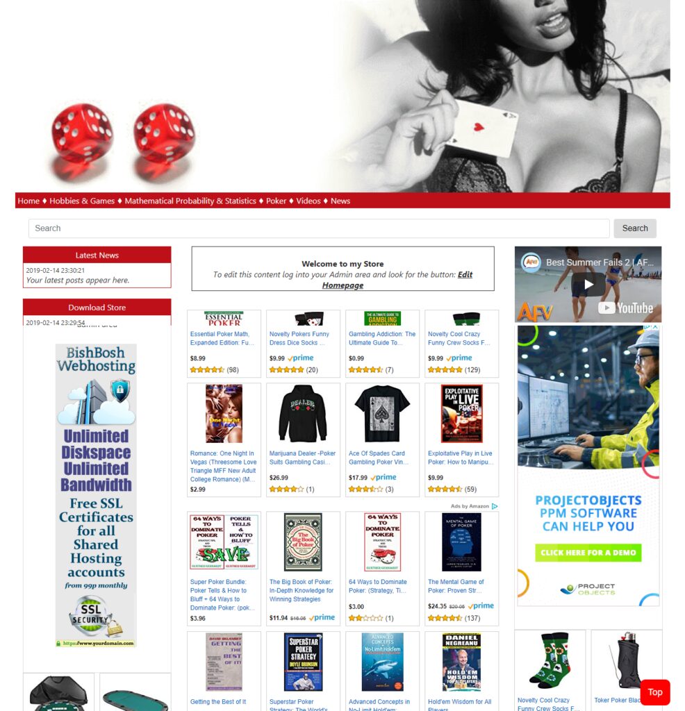 Amazon Affiliate Ready Made Website Gambling Collectibles Store Work from Home