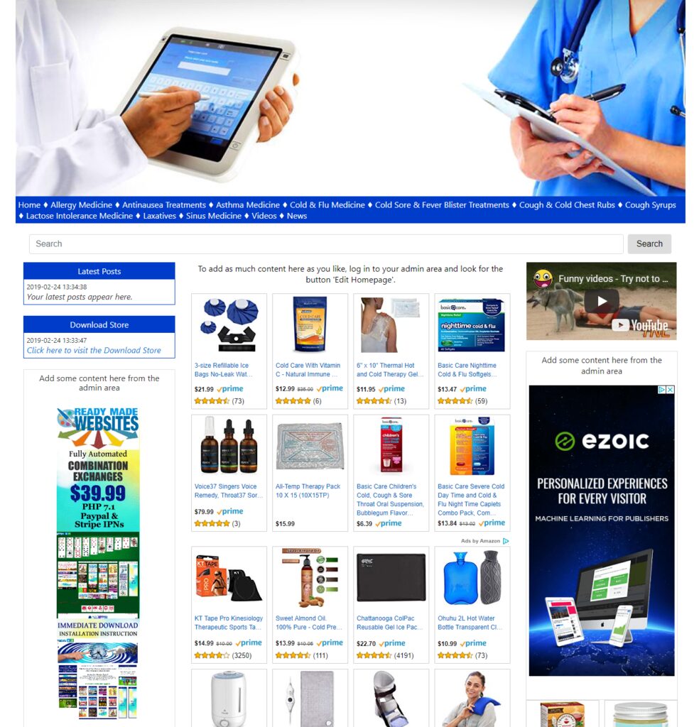 Amazon Affiliate Ready Made Website Health Care Store