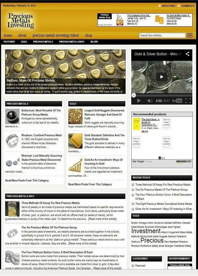 BULLION INVESTING WEBSITE BUSINESS FOR SALE! WITH TARGETED CONTENT!