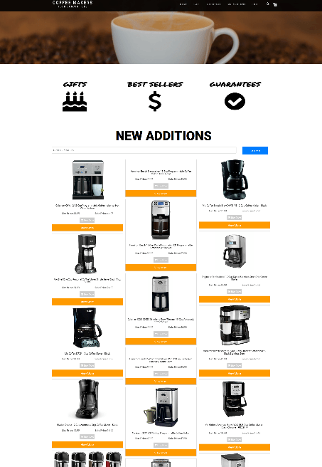 COFFEE MAKERS WEBSITE - FULLY STOCKED - HOSTING & DOMAIN