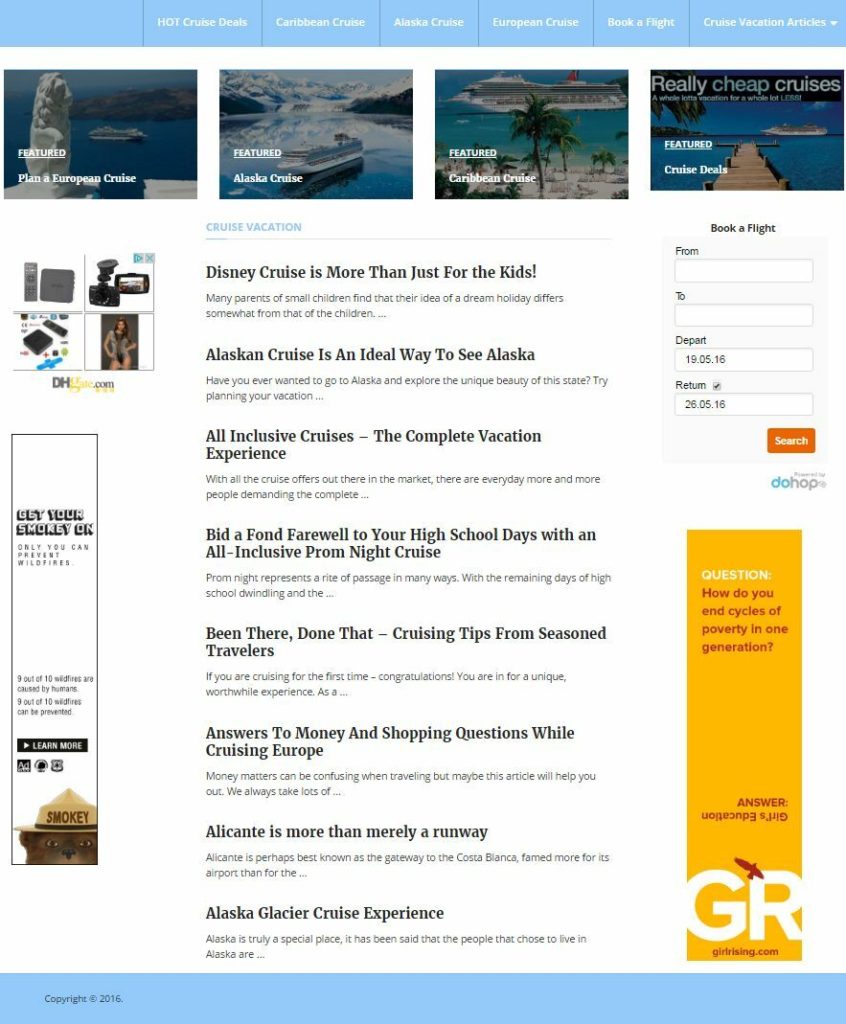 CRUISE VACATION BOOKING WEBSITE BUSINESS FOR SALE! MOBILE OPTIMIZED WEBSITE