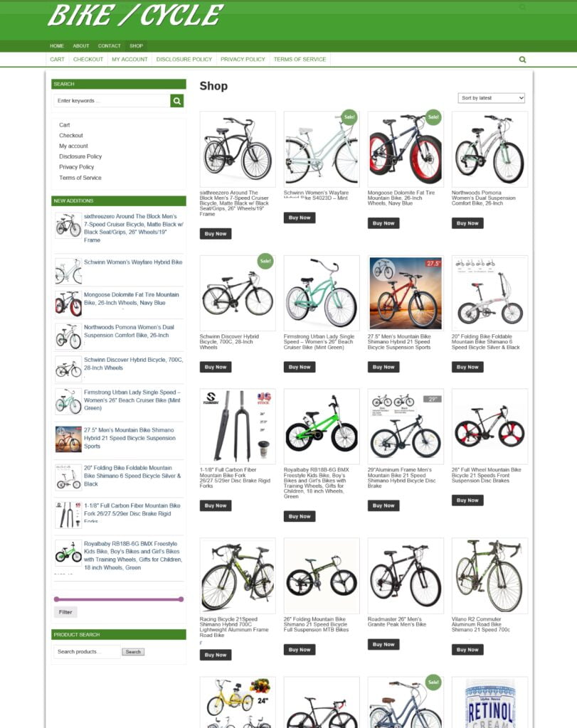 CYCLE WEBSITE - ONE YEARS HOSTING - ECOMMERCE BUSINESS RUN AT HOME