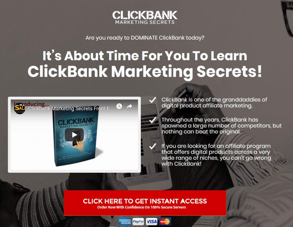 Clickbank Marketing Secrets Website For Sale w/ Video Upsell Website