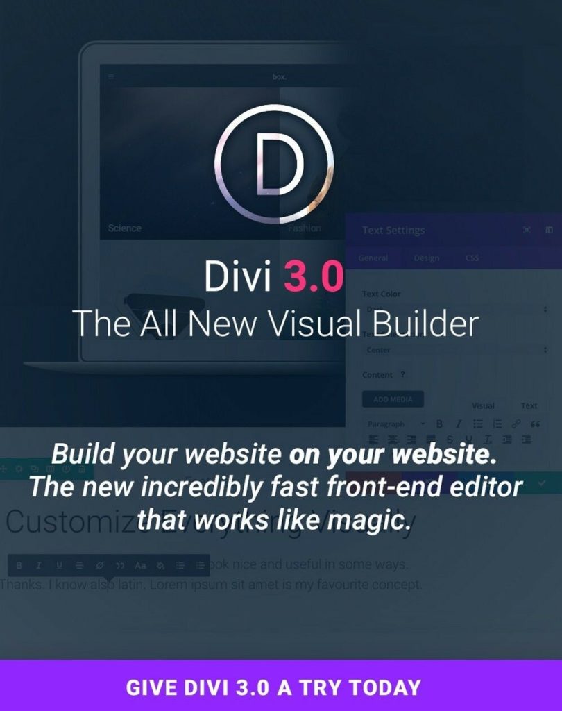 Divi Theme 3.8 | Divi Builder for WordPress installed on your WordPress website.