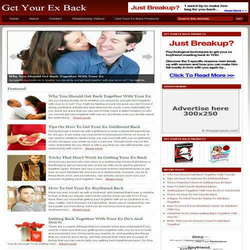 Established 'GET YOUR EX BACK' Affiliate Website Turnkey Business (FREE HOSTING)
