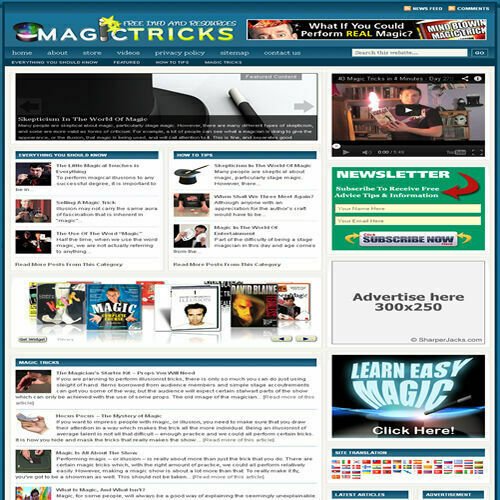 Established 'MAGIC TRICKS' Affiliate Website Turnkey Business (FREE HOSTING)