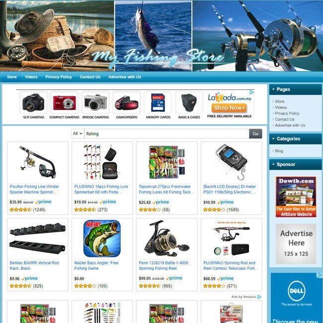 FISHING STORE - Professional Designed Online Affiliate Business Website For Sale