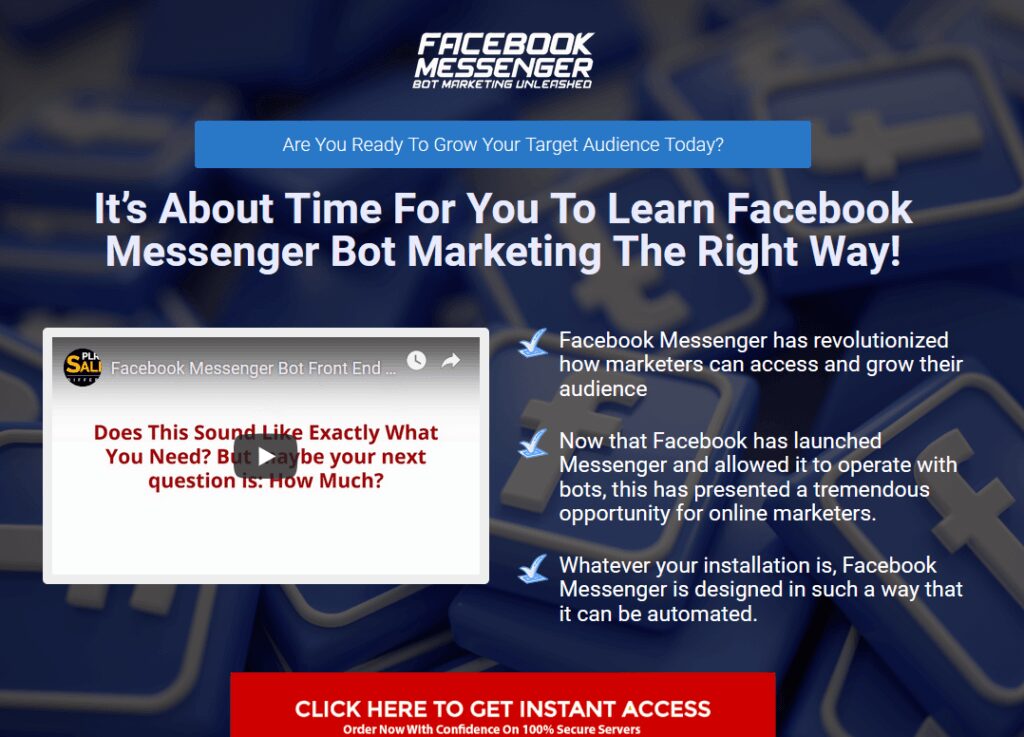 Facebook Messenger Bot Marketing Website For Sale