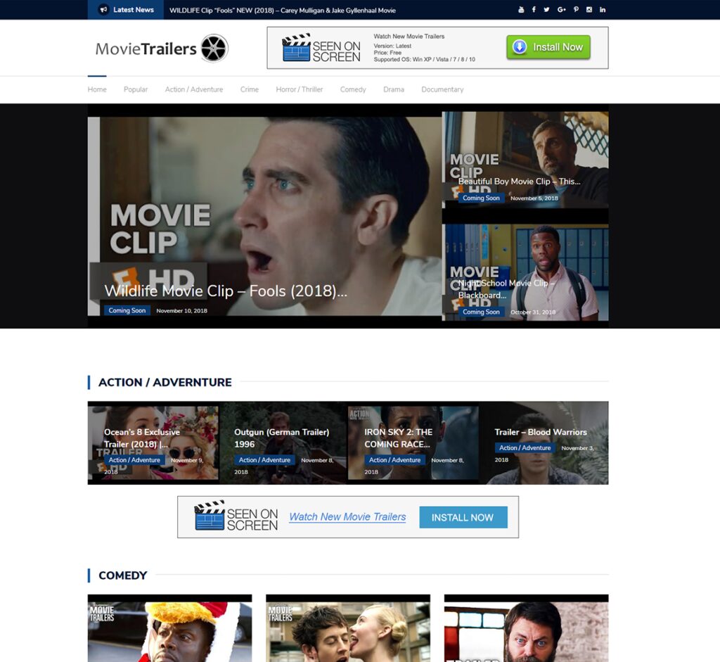 Fully Automated Movie Trailers Video Website