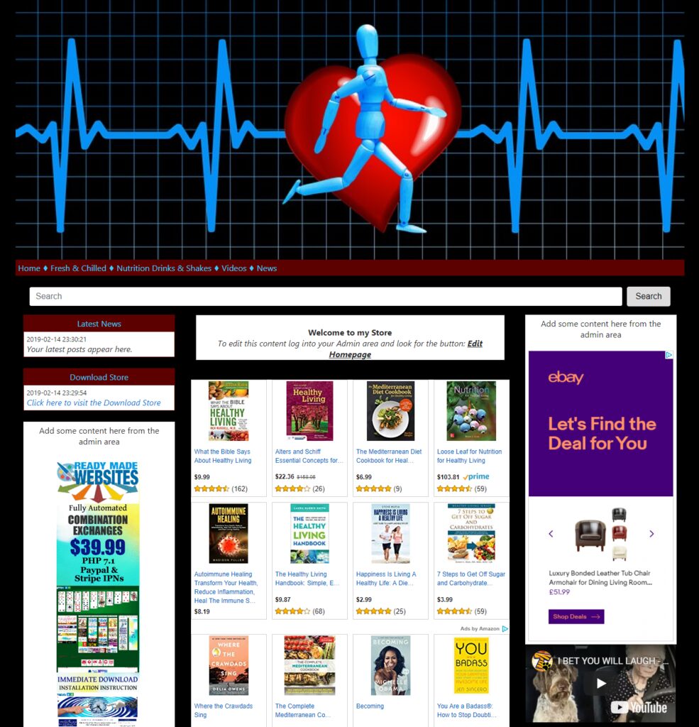 Fully Automated Ready Made Website Healthy Living Amazon Affiliate Store