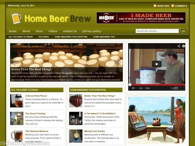 Home Brew / Beer Making Niche Wordpress Blog Website For Sale!