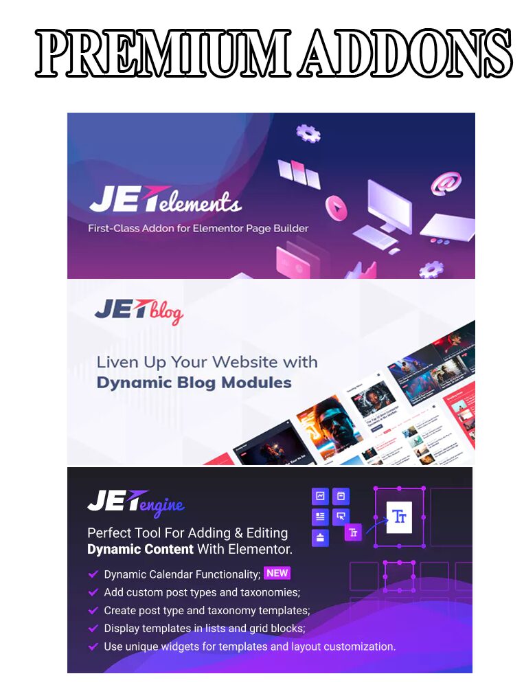 JetBlog, JetElements, JetEngine - Premium Widgets Addon for Elementor Wordpress