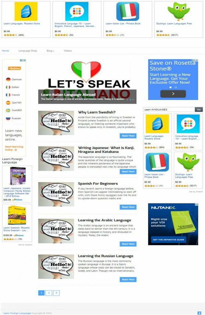 LANGUAGE LEARNING BLOG & SHOP WEBSITE FOR SALE! MOBILE RESPONSIVE DESIGN