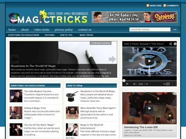 Magic Tricks Tips Resource Affiliate Niche Website For Sale!