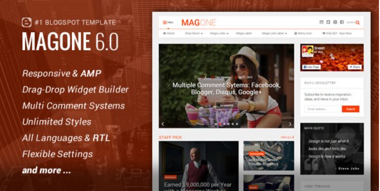 Magone Theme ⚡ Top Responsive News & Magazine Blogger  ⌜Instant Delivery ⌝