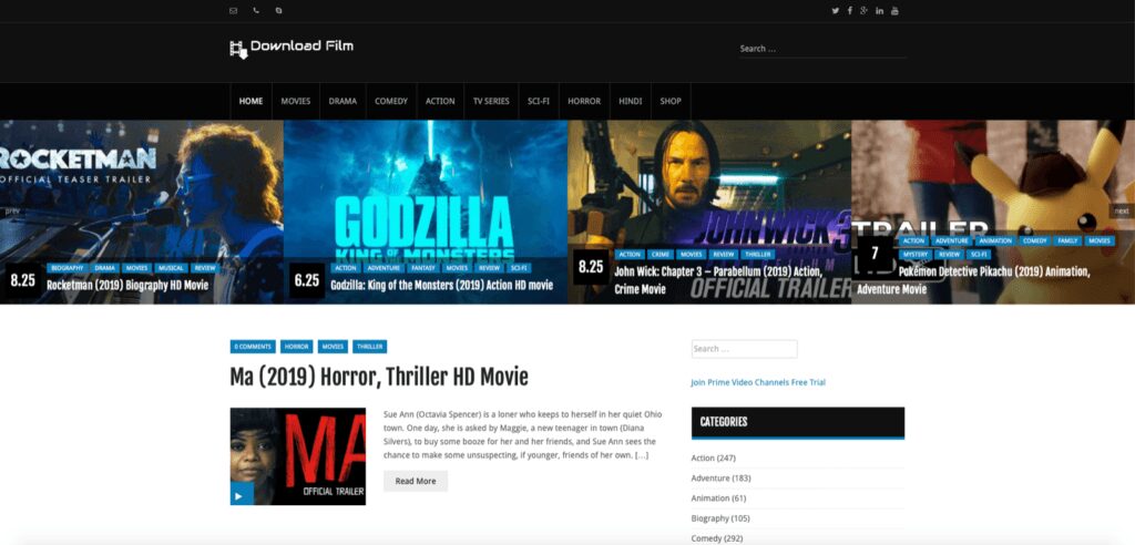 Movie Website for sale including premium domain name.